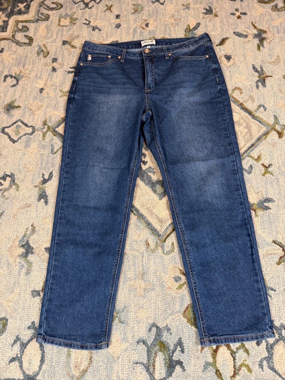 Seven7 Premium Brand Straight Leg Jeans‎ Dark Wash High Rise Denim Size 14